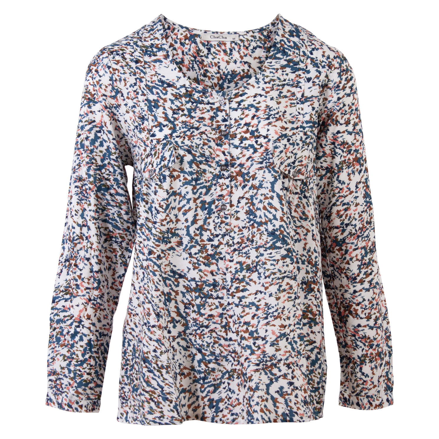 ZbyZ Dame Bluse Plus Size - Blue - 42/44