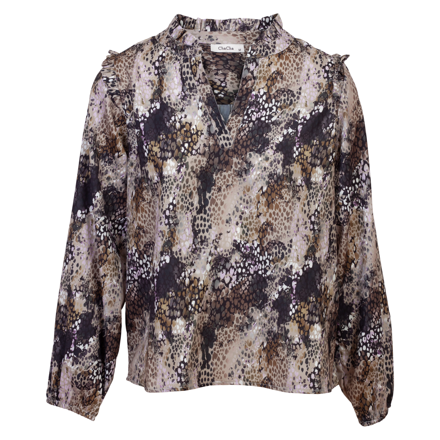 ZbyZ Dame Bluse Plus Size - Brown Snake - 46/48