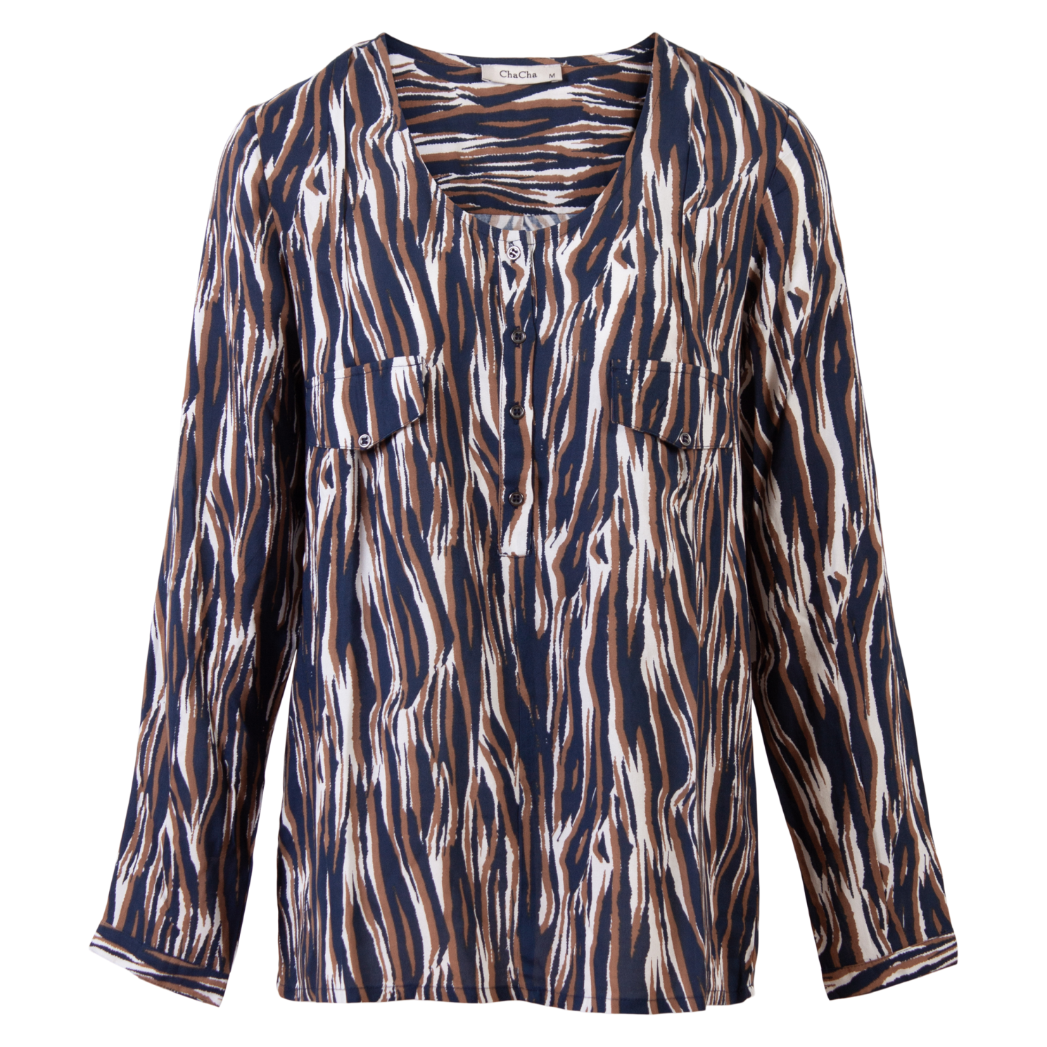 ZbyZ Dame Bluse Plus Size - Navy - 42/44