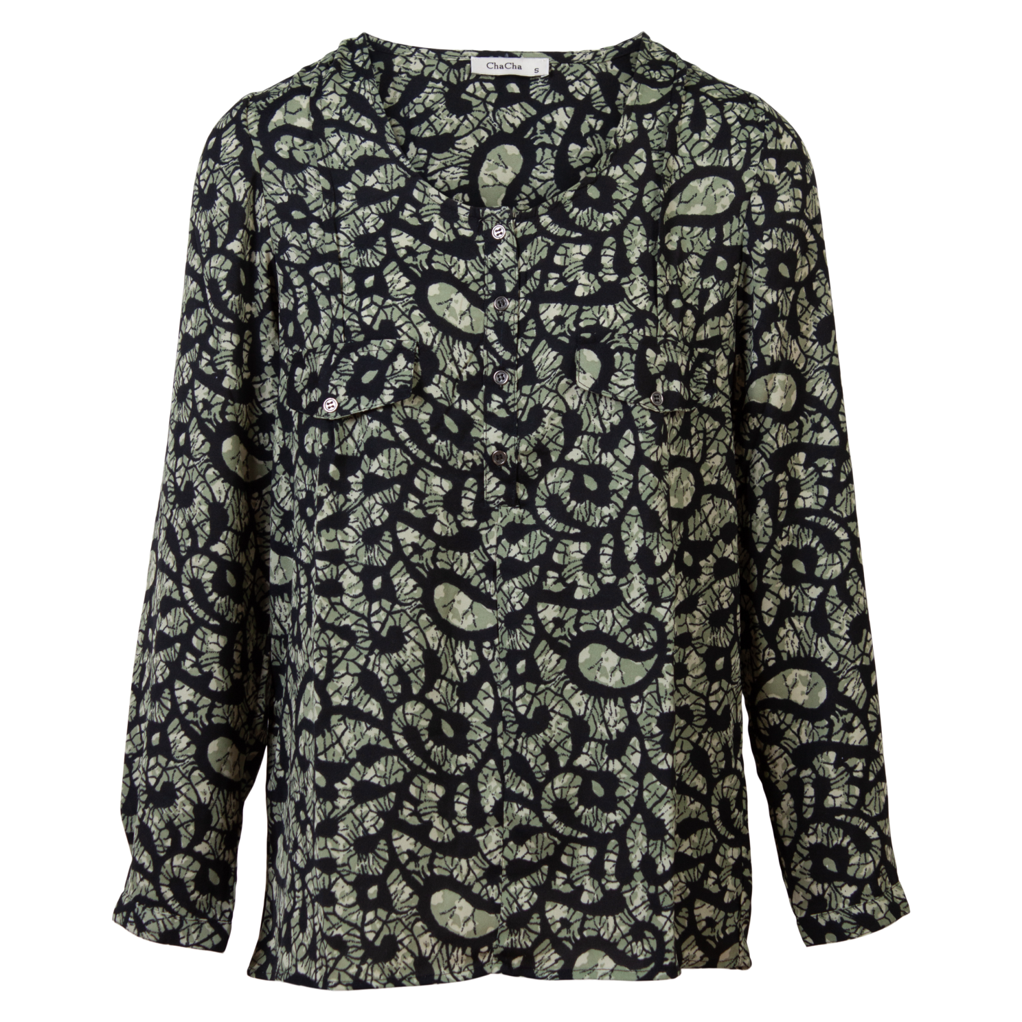 ZbyZ Dame Bluse Plus Size - Print 1 Khaki - 46/48