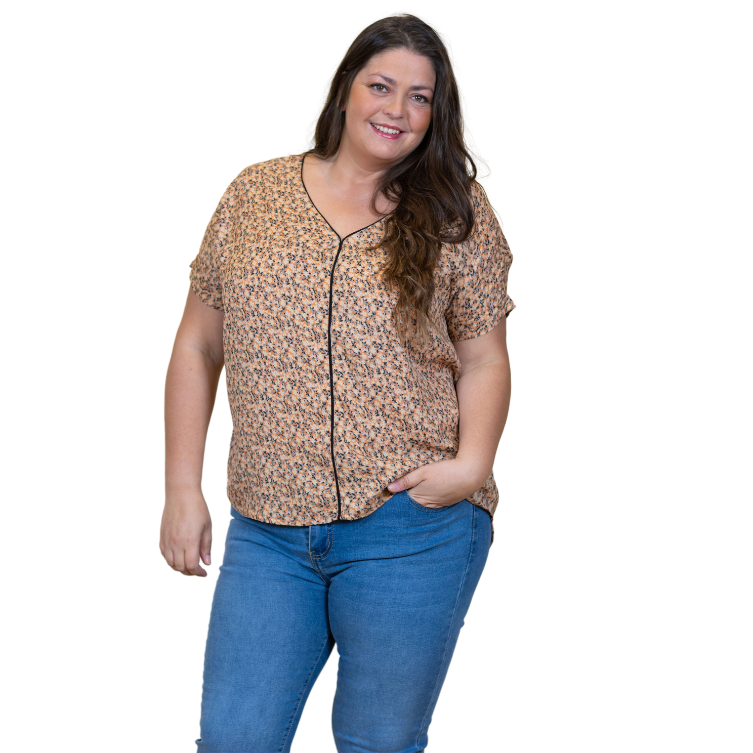 ZbyZ Dame Kortærmet bluse Plus Size - B-33 - 42/44