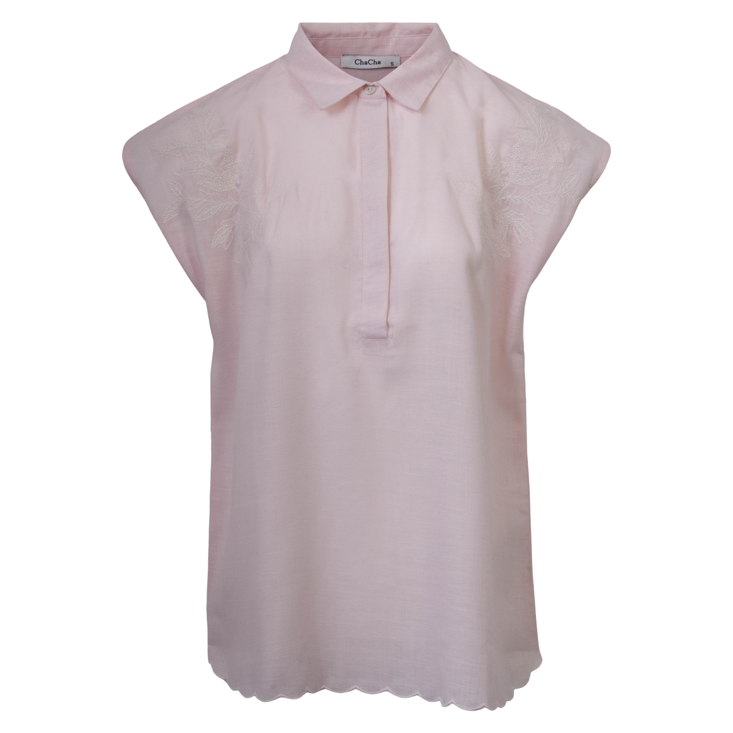 ZbyZ Dame Kortærmet skjorte i hørmix Plus Size - Rose - 50/52