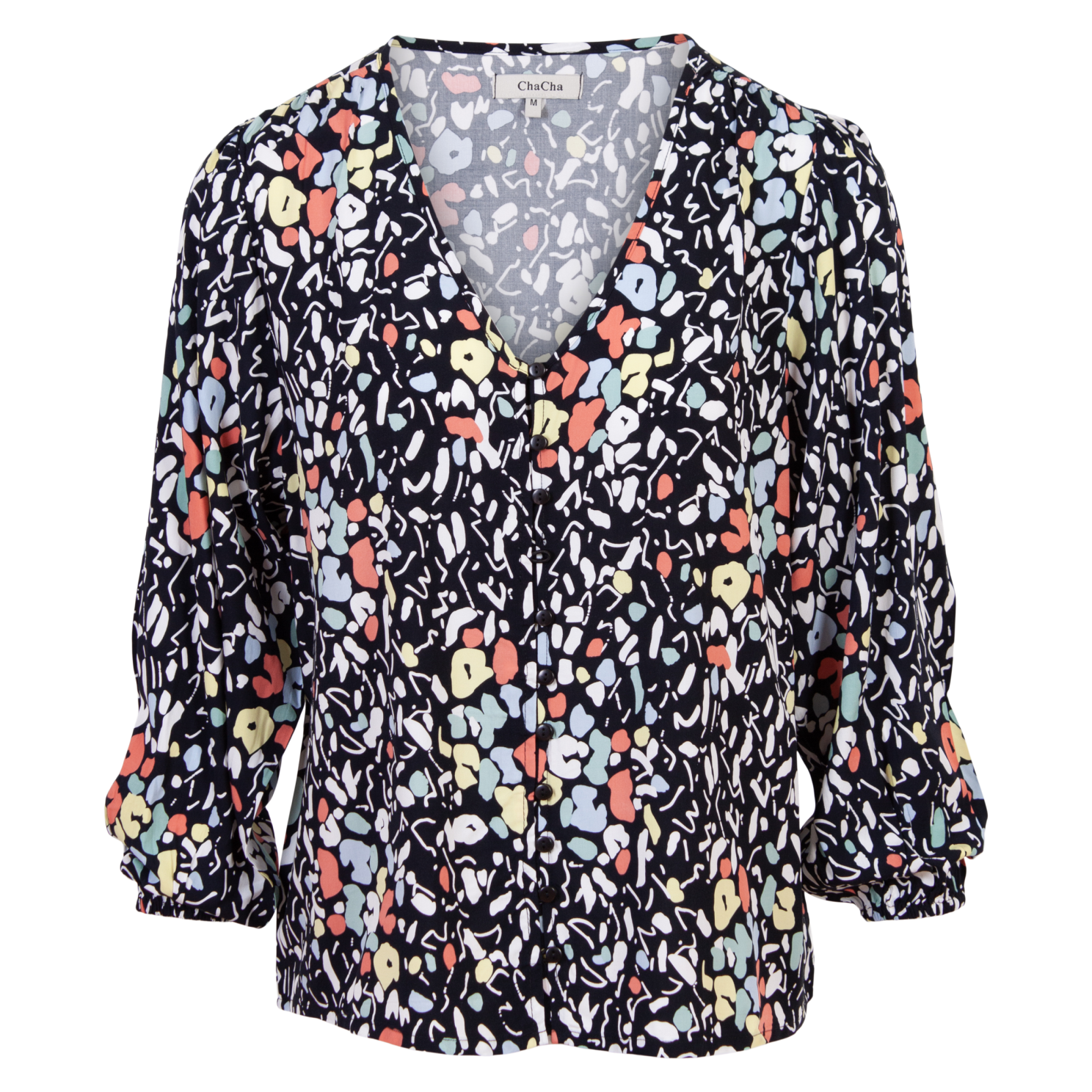 ZbyZ Dame Skjorte Plus Size - Navy/Orange - 54/56