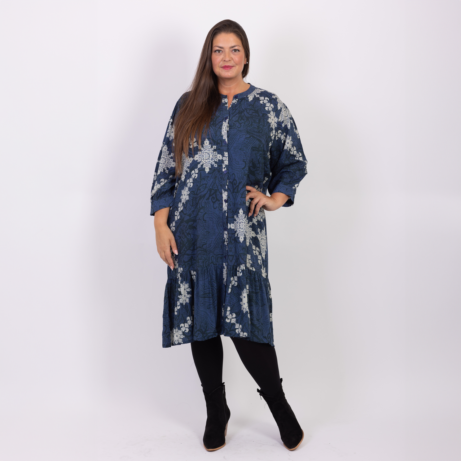 ZbyZ Dame Tunika Plus Size - Navy/Sort - 42/44