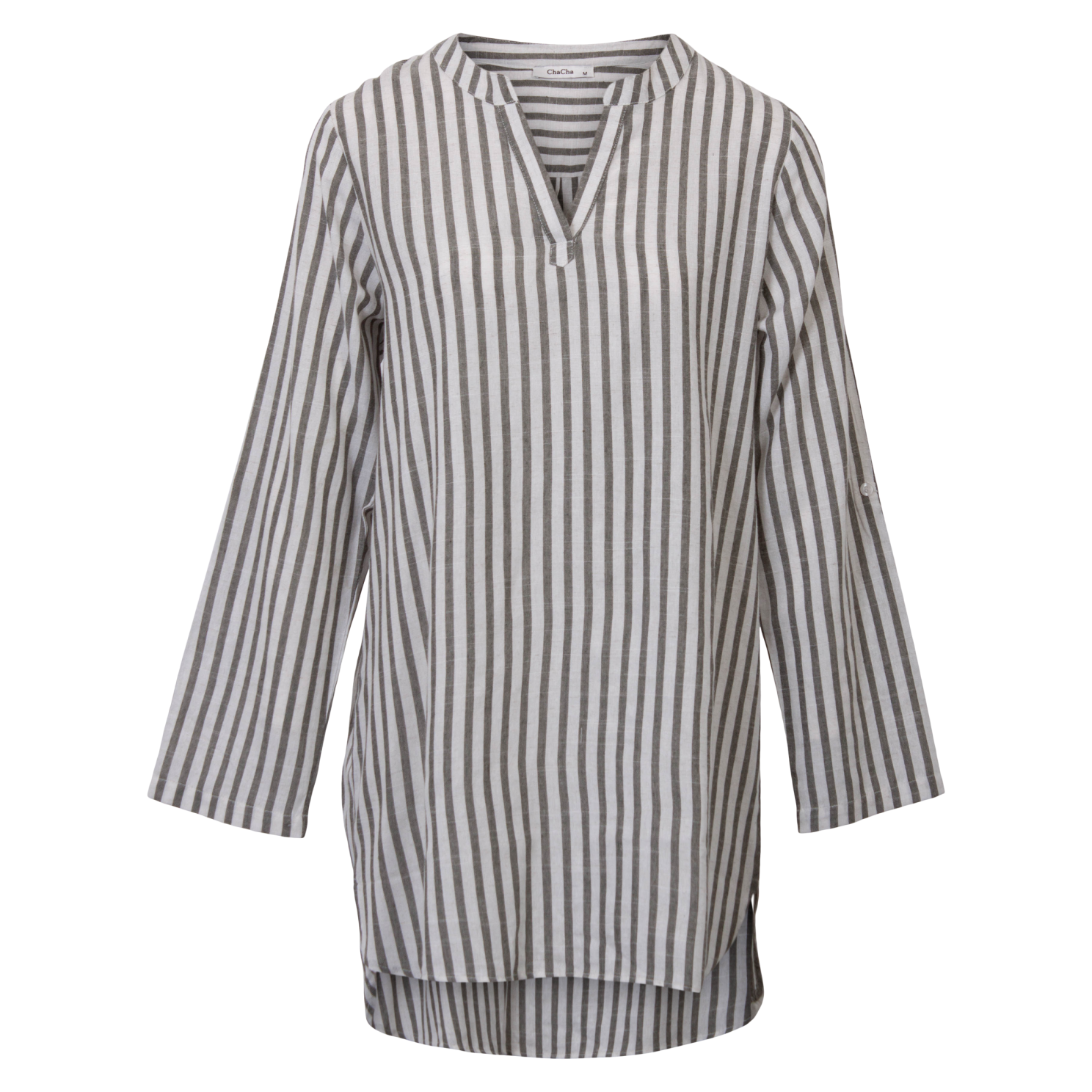 ZbyZ Dame Tunika i hørmix Plus Size - Khaki - 42/44